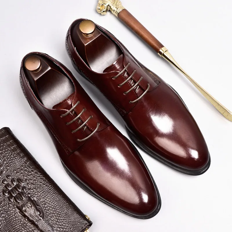 Классические мужские туфли из натуральной кожи деловые Костюмные брендовые