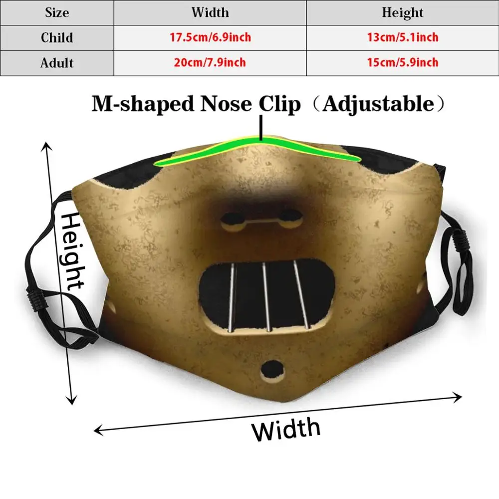 Hannibal Lecter Protective Face Mask Funny Print Reusable Pm2.1063 Filter Silence Lambs Horror Movie | Аксессуары для одежды