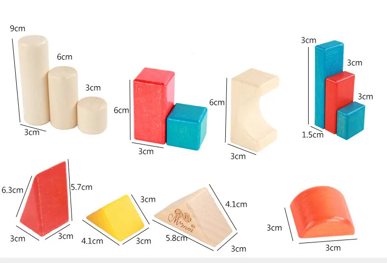 

Wood rainbow blocks 32PCS Kids Classic colorful shape cognitive Building block Toy Educational children wood color block gift