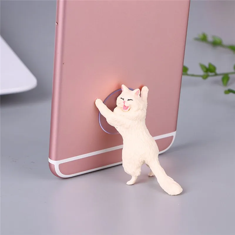 

1pc Cat Figurine Miniature Cat Sucker Design Phone Holder mini fairy garden Cartoon statue craft Home Car Decorative
