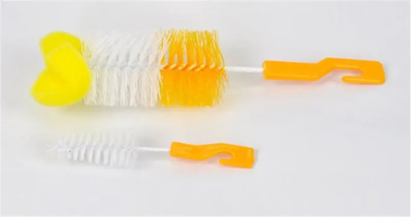 

2Pcs/set Baby Nipple Milk Bottle Cup 360 Degree Sponge Cleaner + Pacifier Brush