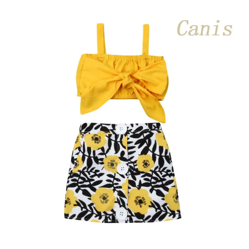 Комплект одежды из 2 предметов для маленьких девочек Летний жилет с бантом без