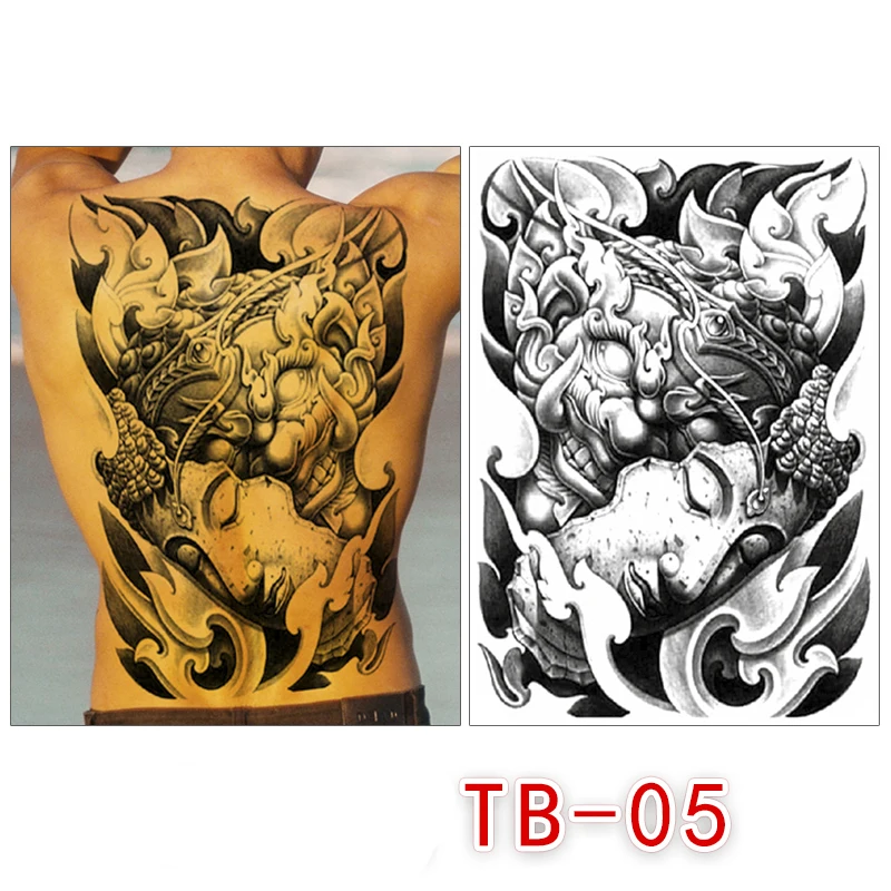 Waterproof Big Large Full Back Chest Tattoo large tattoo stickers fish wolf Tiger Dragon temporary tattoos fish cool men women images - 6