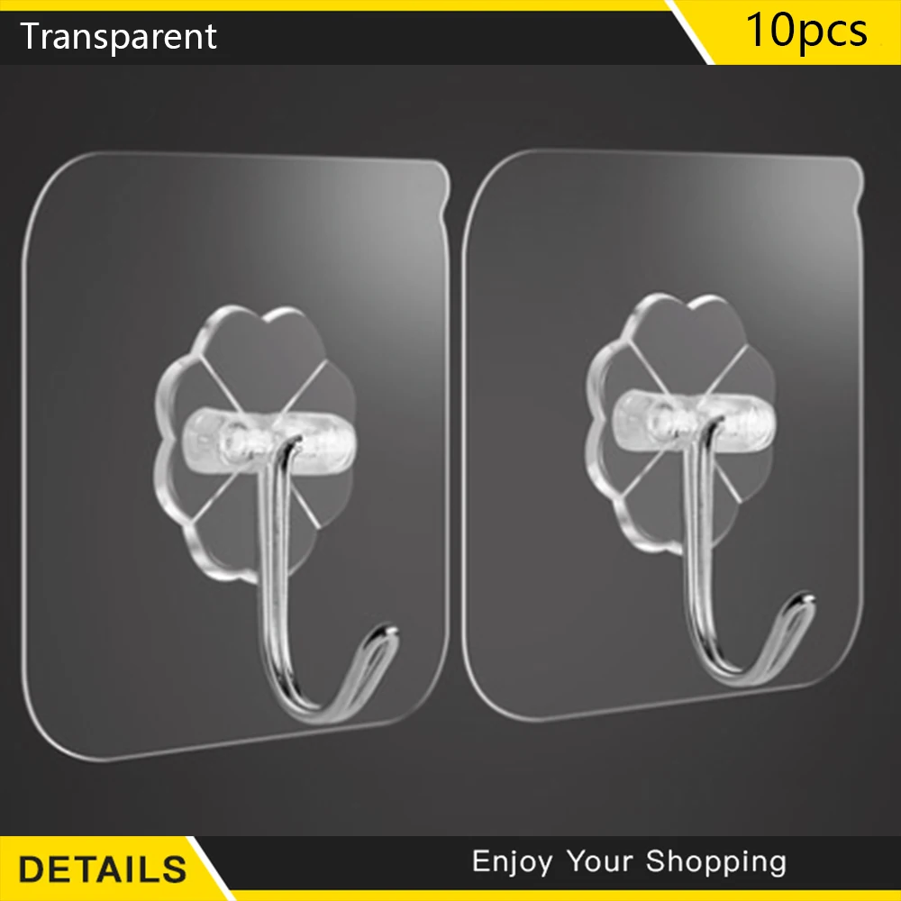 Вешалка настенная прозрачная на присосках 10 шт.|Крючки| |