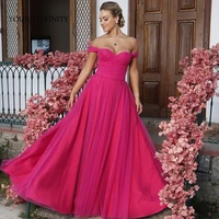 simple design a line prom dress sweetheart off shoulder backless elegant long evening party gown sweep train chiffon formal wear