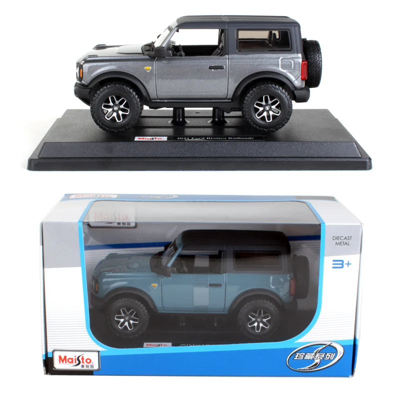 Модель автомобиля Maisto 1:24 2021 Ford Bronco Badlands модель новинка в коробке серебристый три