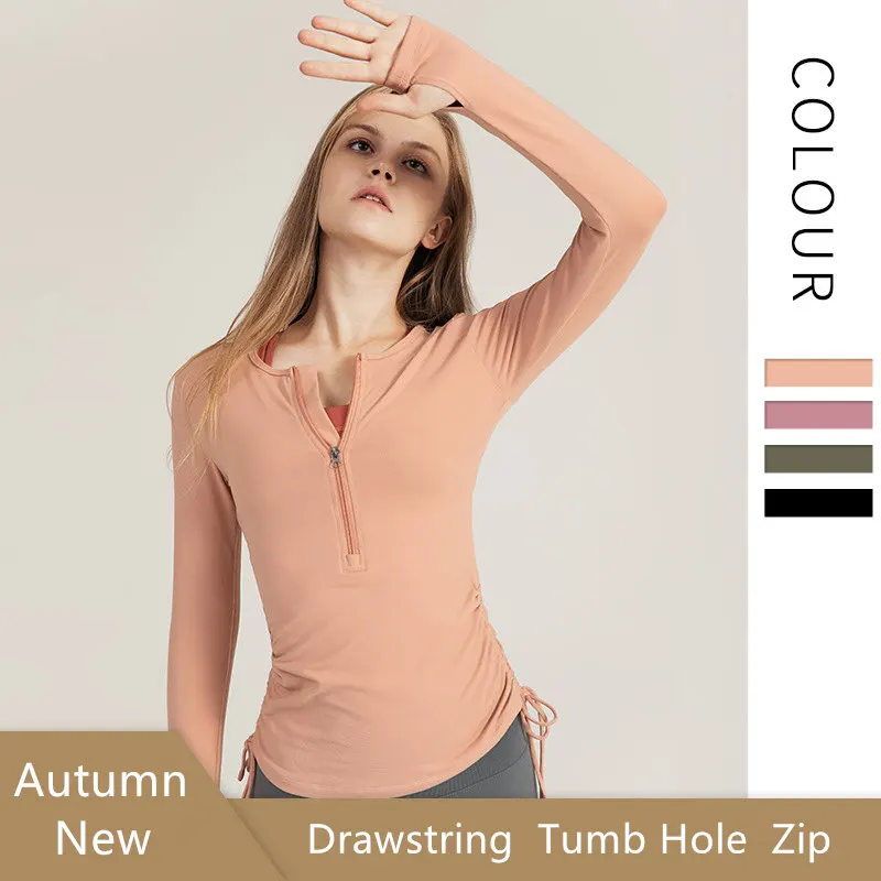 Для женщин длинный рукав для йоги топ с тумб отверстие почтовый тренировки