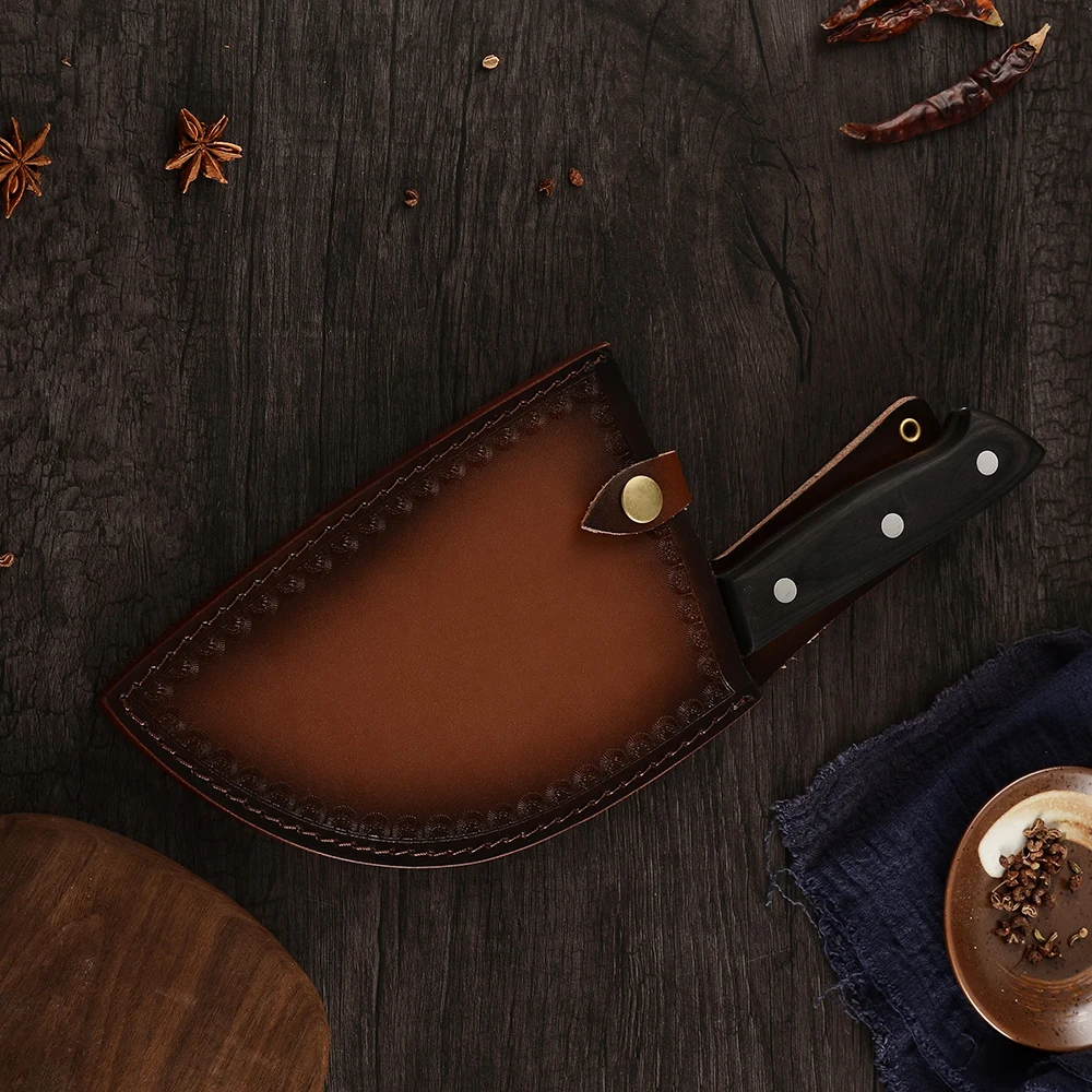 

Full Tang Chef Camping Serbian Butcher Knife Gift Box Cover Sheath Handmade Forged Clad Steel Kitchen Cleaver Broad Knife
