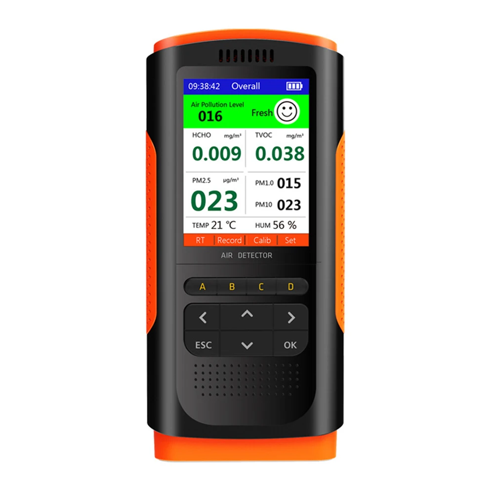 

LCD Screen Air Quality Monitor 5V/1A Indoor Air Quality Pollution Detector With 1200mAh Large Built-In Battery Air Detector