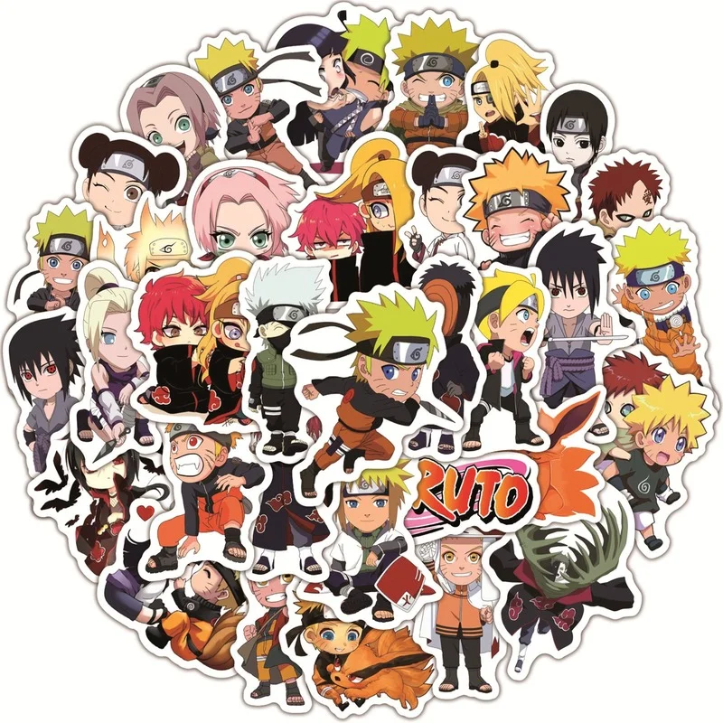 

50pcs Anime Kawaii Naruto Naruto Sasuke Graffiti Sticker Cartoon Character Animation Water Cup Trolley Case Waterproof Sticker