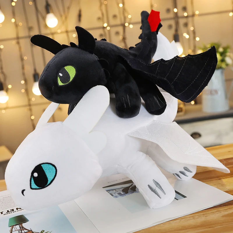 

Two style How to Train Your Dragon 3 35cm Toothless light Fury Toys Anime Figure Night Fury Dragon Plush Doll Toys For Children