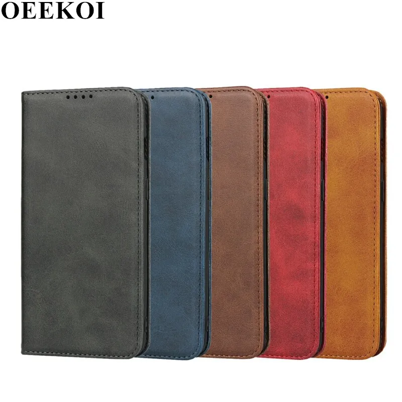 Кожаный чехол-бумажник OEEKOI с магнитной застежкой в полоску для Moto G7 | Мобильные