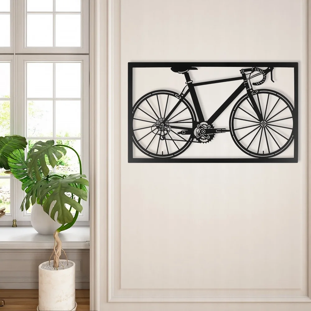 

Metal Bicycle Wall Hanging Silhouettes Ornament Bike Art Handmade Wall Home Living Room Bedroom Indoor Outdoor Decoration Gift