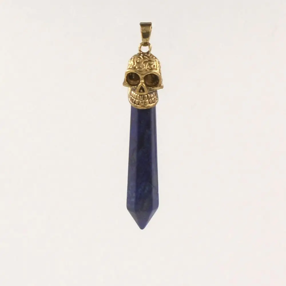 6 шт. позолоченный череп шестиугольная Призма рейки маятник натуральные Агаты