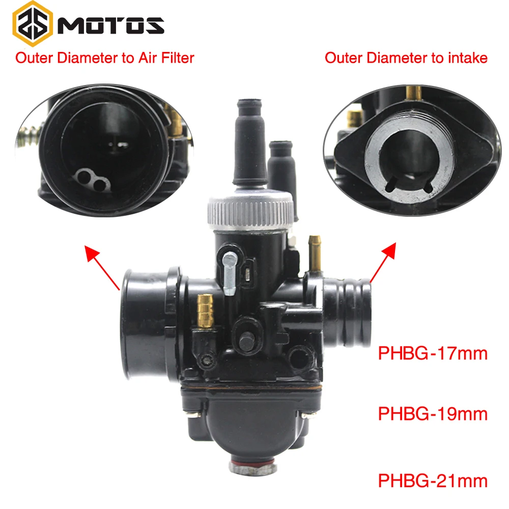 ZS MOTOS 17 мм 19 мм 21 мм Dellorto PHBG DS черный гоночный Карбюратор Carb DIO JOG 50cc 90cc BWS100 для мотоциклов Puch Yamaha Zuma