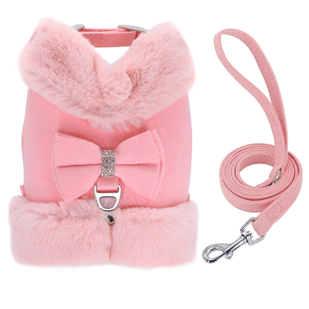 

Cute Warm Cat Kitten Bowknot Harness Puppy Hanress Winter Cat Dog Clothes Vest Chihuahua Yorkies Harness and Walking Leash Lead