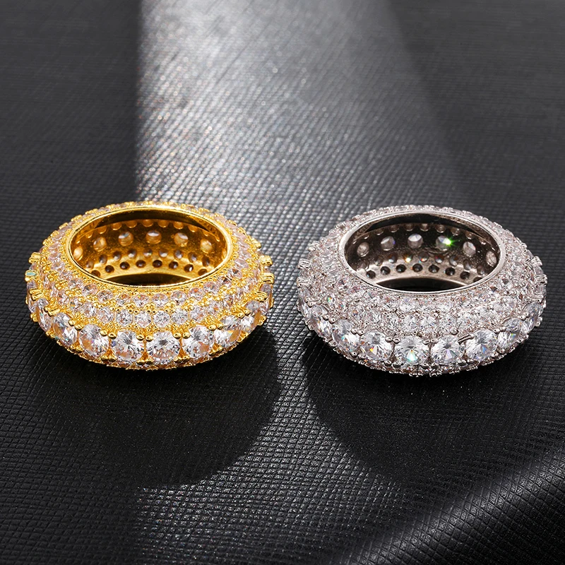 5 ряд теннис Iced Out Bling Full CZ Charm Hollow Tready медь кубический цирконий кольцо для мужчин