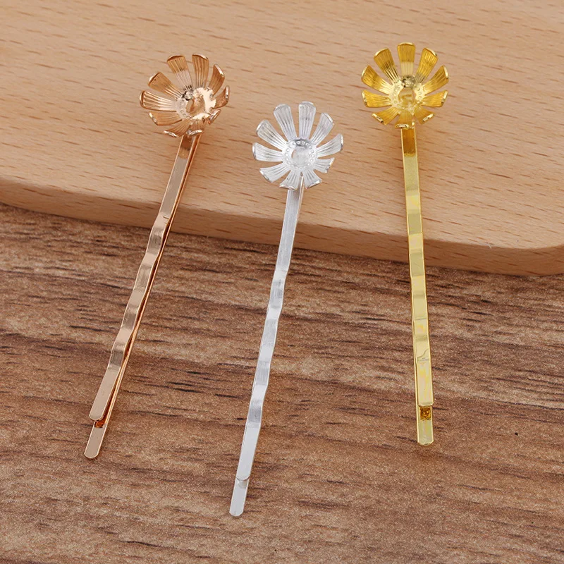 Размер: 12*5 мм Винтаж филигрань цветок шпильки &quotбобби&quot Blanks футболки для