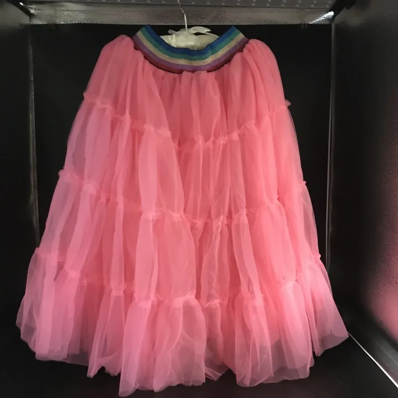 2019 New Summer Blue&ampPink TUTU Skirt+Cat T-shirt Clothing set thinFor Baby Girl Kids Colorful Striped Waist Skirt for Princess |
