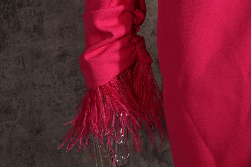 

[EAM] Women Pleated Feather Irregular Temperament Dress New Notched Long Sleeve Loose Fit Fashion Tide Spring Autumn 2021 1DA242