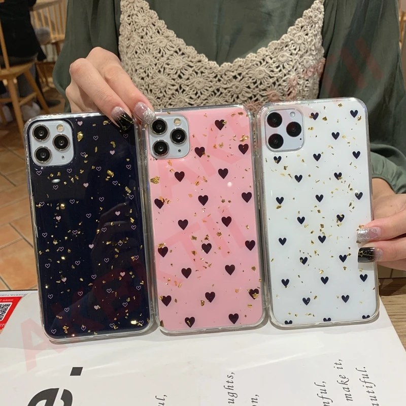 Luxury Love Heart TPU Case for Iphone 11 Pro Max XR XS 8 7 6s Plus Ultra Thin Slim Soft Silicone Clear Cover Coque Fundas |