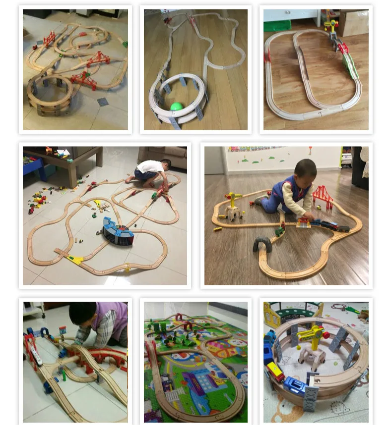 15 Styles Wooden Train Track Railway Bridge Accessories Variety Train With Compatible Kids Assembly Toys Tunnel Cross Bridge