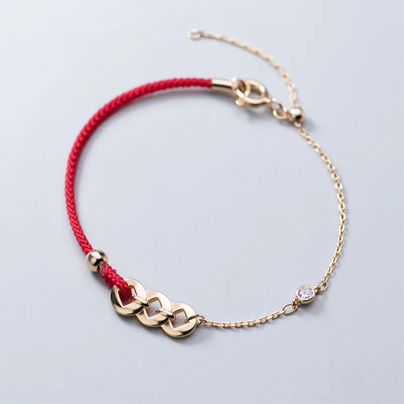 Женский браслет из стерлингового серебра 925 пробы с фианитами золотые монеты