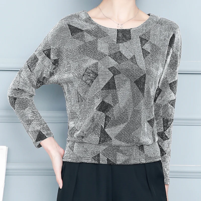 

Elegant Shiny Sequin Blouse Autumn Plus Size New Fashion Lattice Shirt Tunic Women Blouse Shine Clothes Glitter Shirt Tops 15801