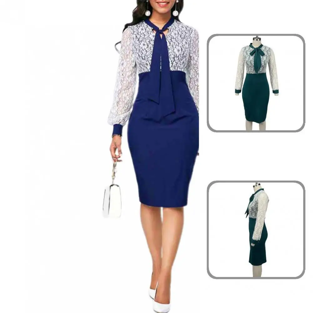 

Популярное платье контрастных цветов на шнуровке, весенне-осеннее платье-карандаш На Шнуровке Для Вечерние