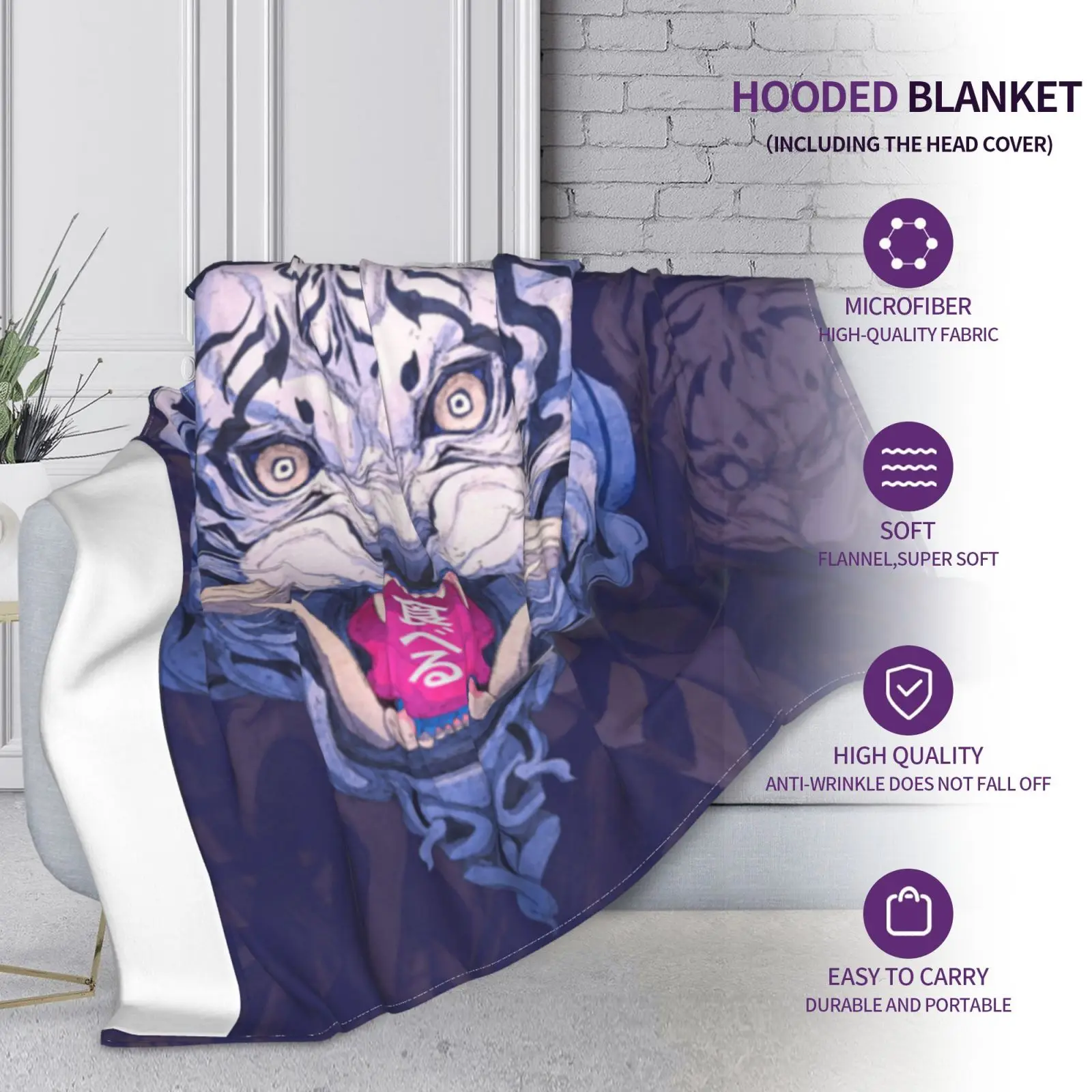 

Customizable Microfiber Plush Coral Fleece Sherpa Blanket Soft Tiger Black Warm Outdoor Hoodie Adult Kids Winter Hooded Blankets