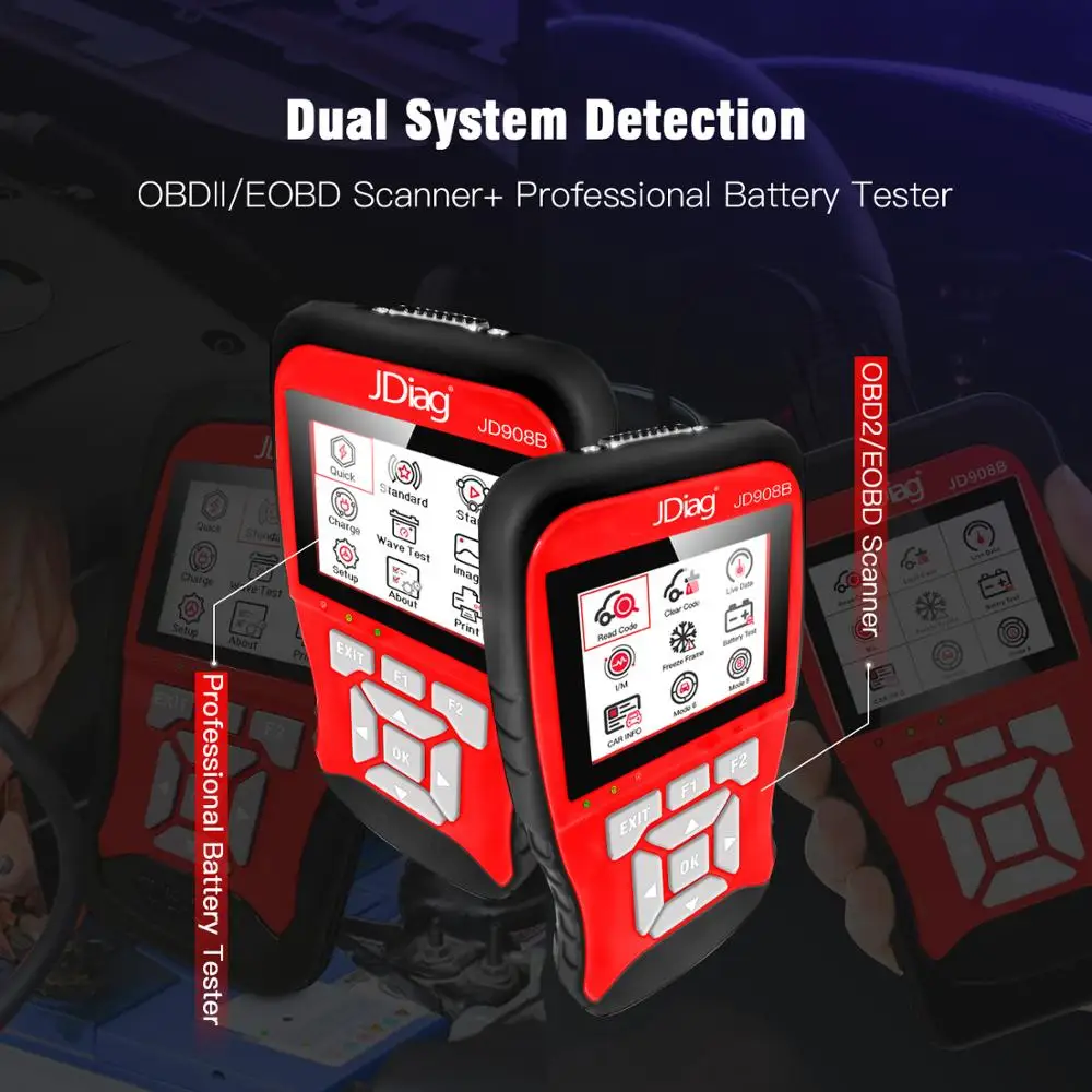 Профессиональный тестер батарей JDiag JD908B диагностический инструмент OBD2 + для