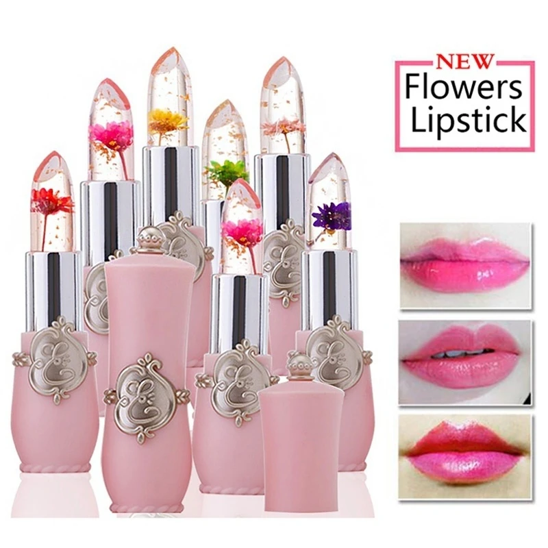 

Transparent Jelly Flower Moisturizer Lip Gloss Temperature Color Change Flower Lipstick Waterproof Makeup Lip Balm Cosmetic Tool