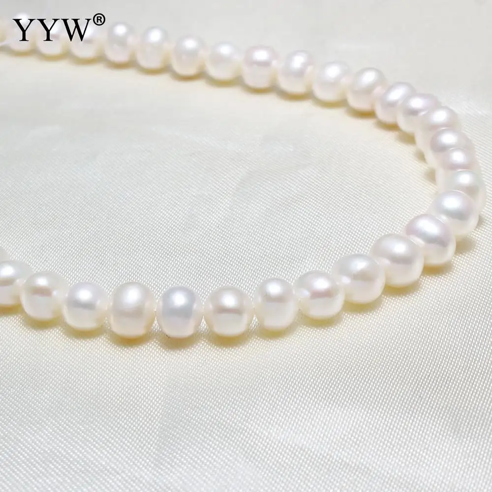 

YYW Cultured Potato Freshwater Pearl Beads Natural White 7-8mm Pearl Beads For Diy Jewelry Makings Approx 0.8mm 15 Inch Strand
