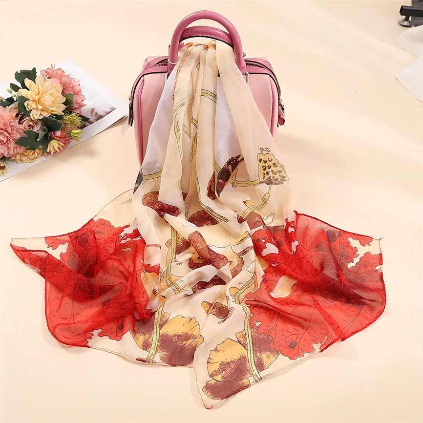 Зимний шарф женский длинный вуаль Цветочный Принт Мягкие пашмины шали и