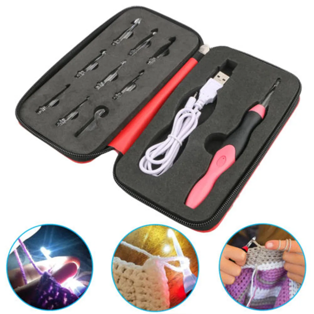 Светящиеся крючки для вязания светодиодные Яркие регулируемые спицы набор