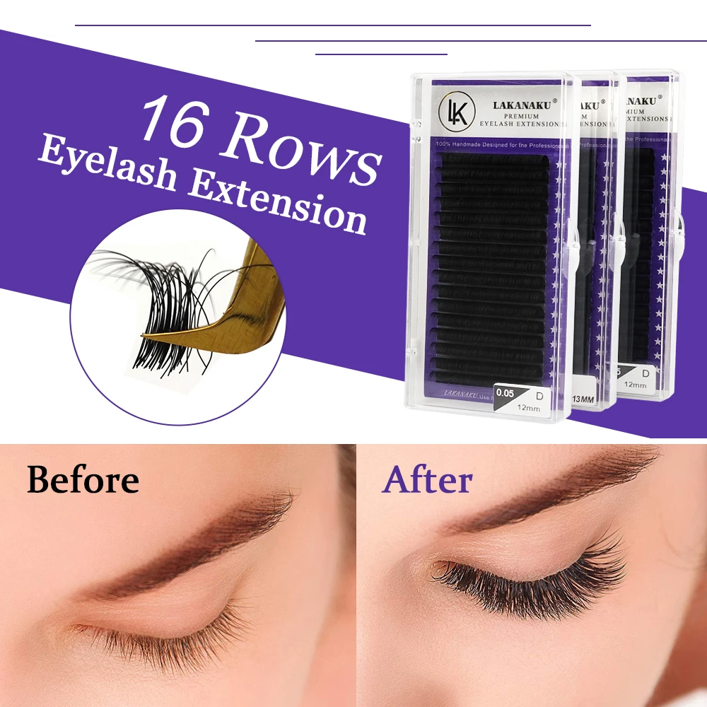 

LAKANAKU Classic Individual Volume Lashes Tray 8-18mm All Lashes Private Label Eyelash Extension Supplies for Eye Beauty Makeup