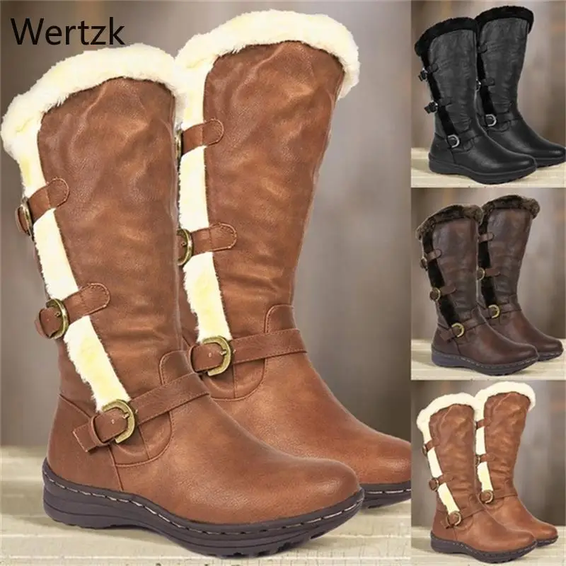 Зимние сапоги до середины икры Новинка 2019 года теплая плюшевая женская обувь на