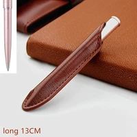 classic black leather pencil bag metal mini ballpoint pen school office stationery luxury writing refill pens gift