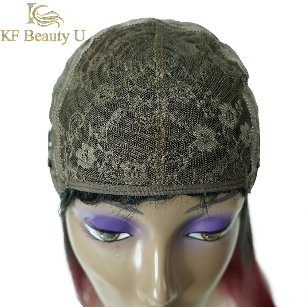 

Straight Human Hair Wig with Bangs # T1/530 Brazilian Remy Hair Full Machine Made Elastic Lace Hair Wig for Women