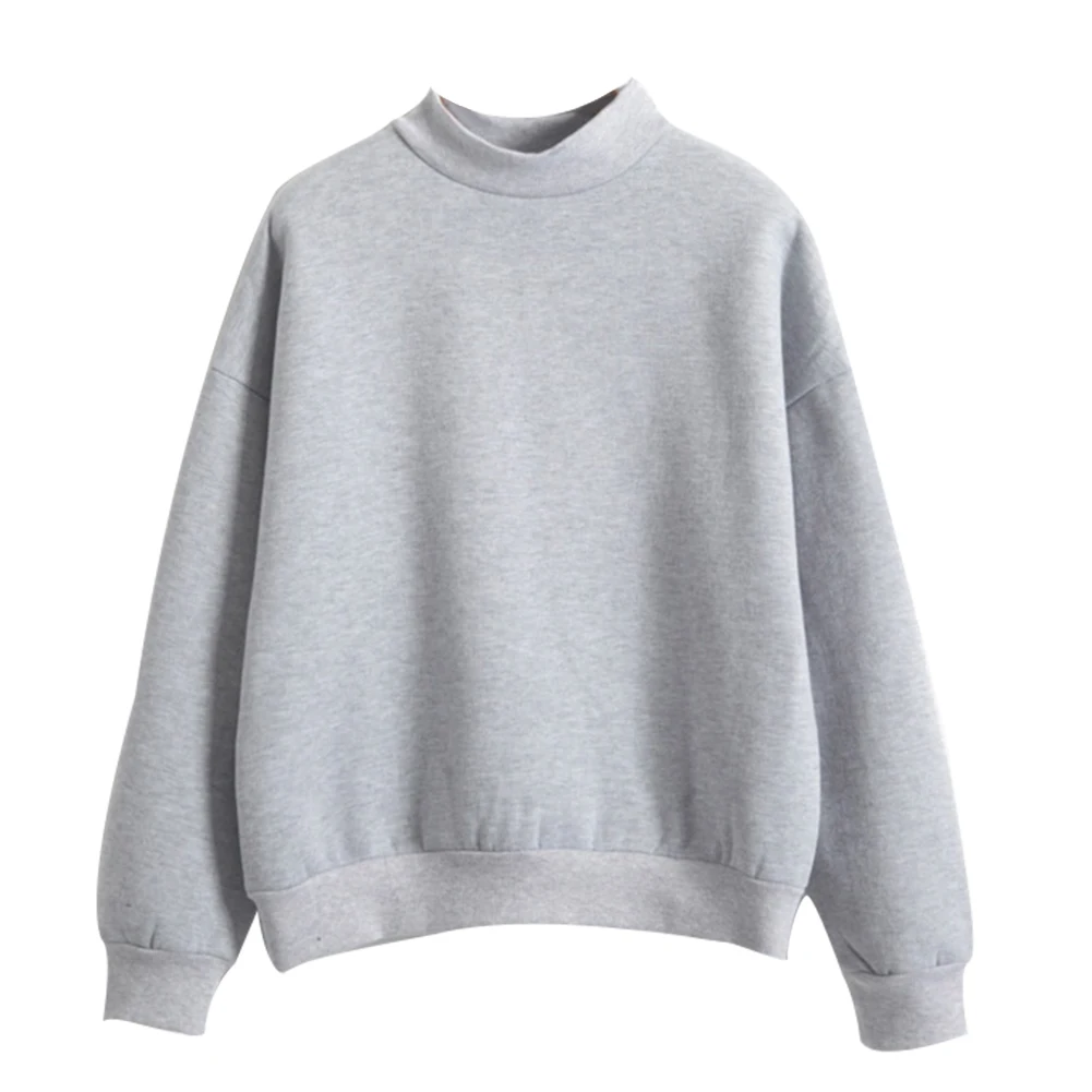 Pullover Women Sweatshirt Autumn Winter Casual Sport Hoodies Solid Color Crew Neck Long Sleeve Women Girls Hoodies 2021