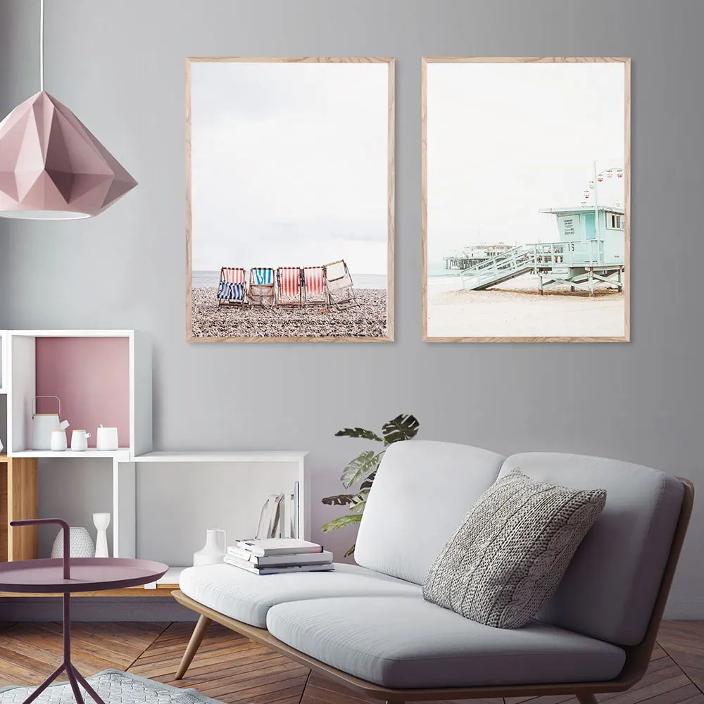 Пейзаж холст Постер в скандинавском стиле Пляжная стена искусство пшеничная