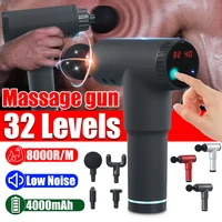 8000rmin therapy massage gun 32 gears muscle massager pain sport massage machine relax body slimming relief with 4 heads