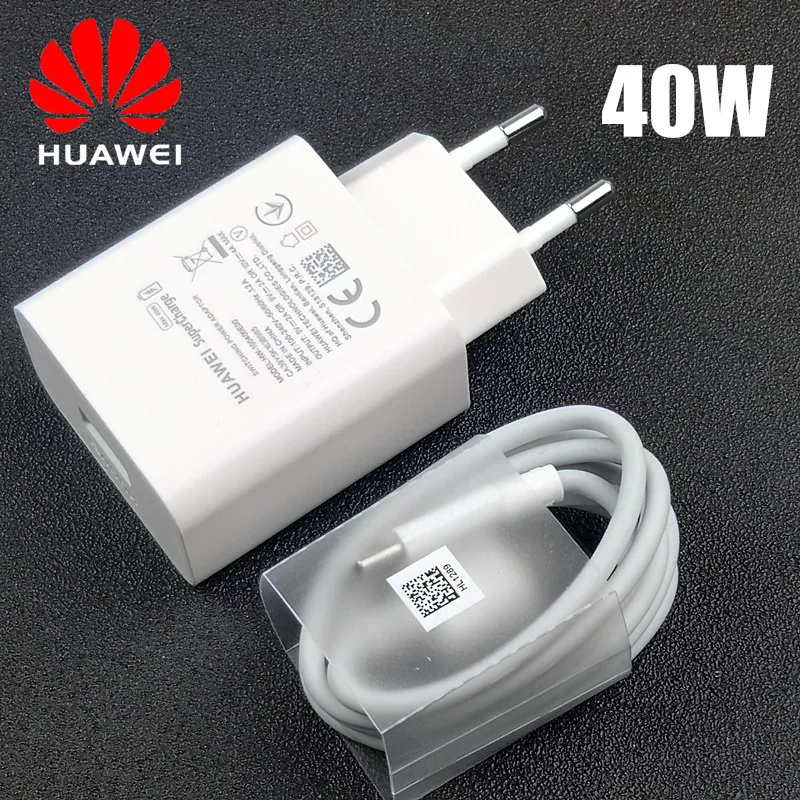 Оригинальное быстрое зарядное устройство EU Huawei P30 Pro 40 Вт быстрая зарядка 5 А