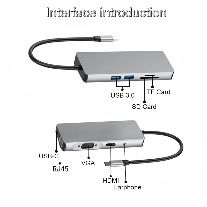 Basix USB C концентратор типа к 3 0 Thunderbolt HDMI 5 мм аудио RJ45 адаптер для MacBook Pro samsung Galaxy S9