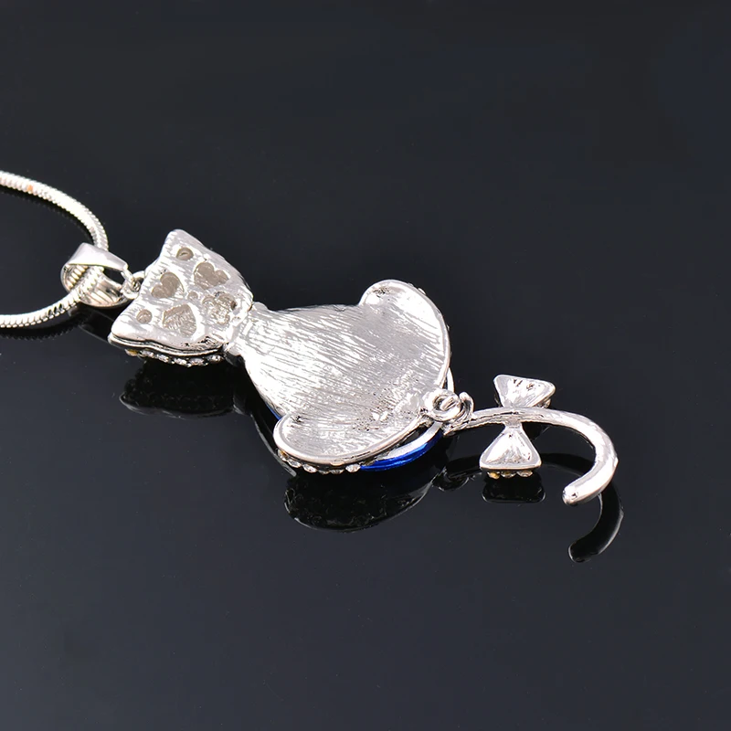 Ожерелье SINLEERY с подвеской в виде кошки из черного стекла длинное ожерелье для