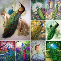 5d diy embroidery peacock square round rhinestone painting mosaic home living room decoration painting art