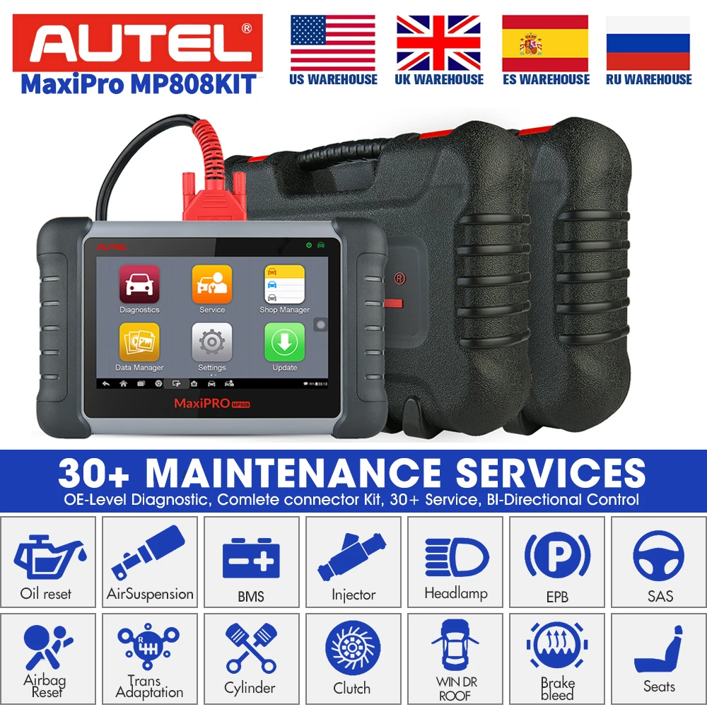 Диагностический сканер Autel MaxiPRO MP808K OBD2 Программирование ЭБУ кодирование ключа TPMS