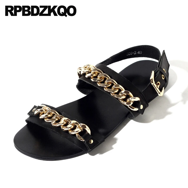 2018 Runway шпилька дизайнер плоские Известный бренд ремень Римский обувь черный