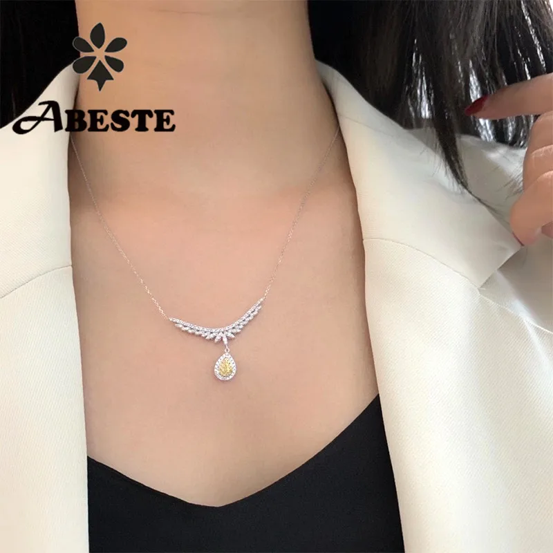 Ожерелье из белого золота ANI 18K Женское Обручальное ожерелье подвеска желтого