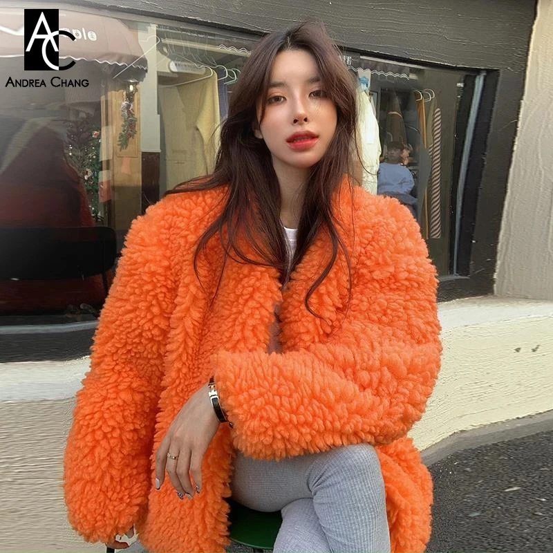 

Winter New Lamb Wool Coat Women's Loose Design And Thick Mid-Length Cardigan Warm Fur Coat